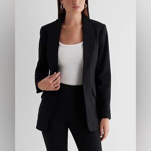 Express Columnist Open Front Boyfriend Blazer Black Size L EUC